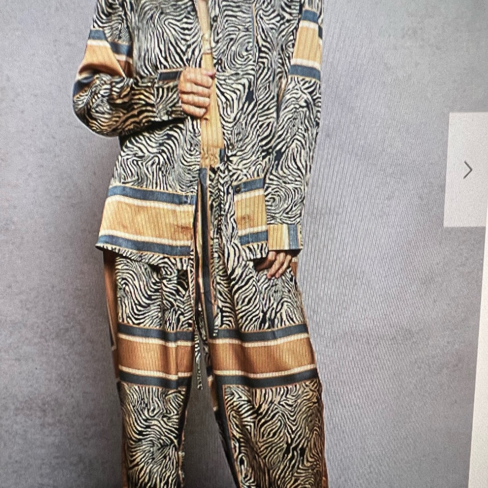 POL Zebra Stripe Two-Piece Set with Tan & Black Stripes